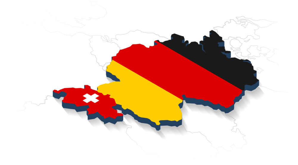 Landkartenansicht Deutschland Schweiz